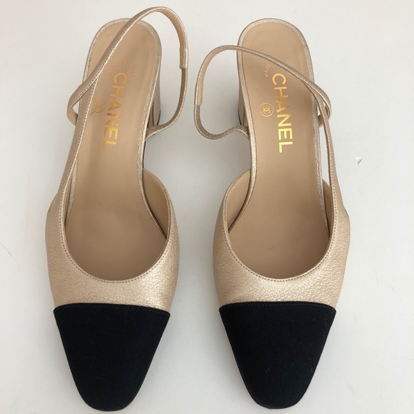 CHANEL Shoes - Chanel Cap-toe Slingback Pumps Sz 38.5